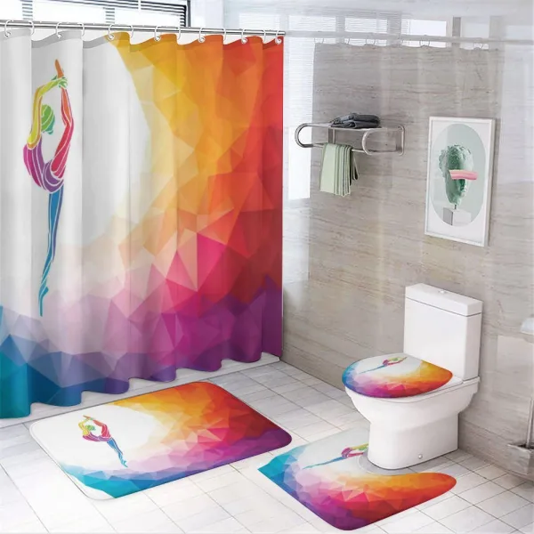 Polygonal Girl Motif on a shower curtain