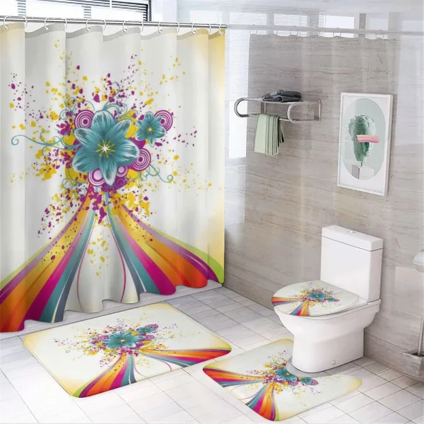 Rainbow Colored Buds on a shower curtain