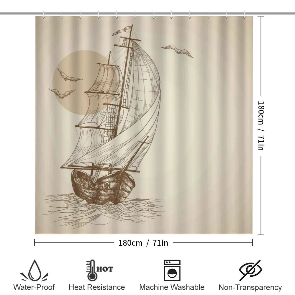 Sailing Ship Birds Sun — Detail 2