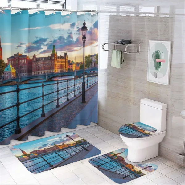 Scandinavian Old Town on a shower curtain