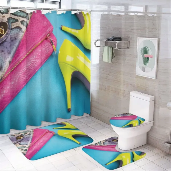 Shoes and Clutches Print on a shower curtain
