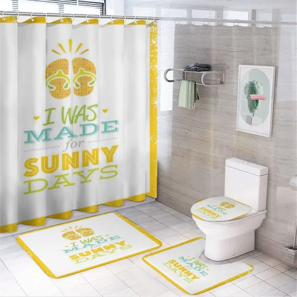 Words with Borders on a shower curtain