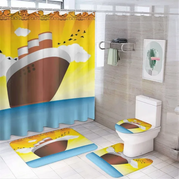 Art Deco Big Ship on a shower curtain