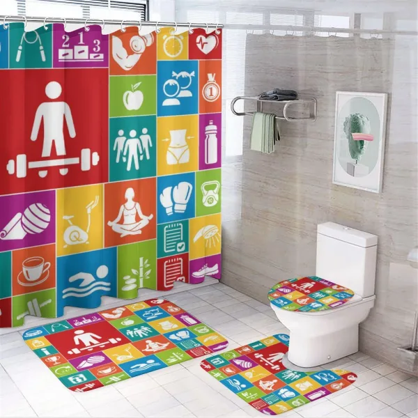 Colorful Health on a shower curtain