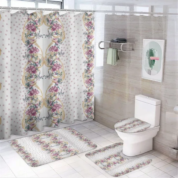 Florishing Romantic Swirls Art on a shower curtain