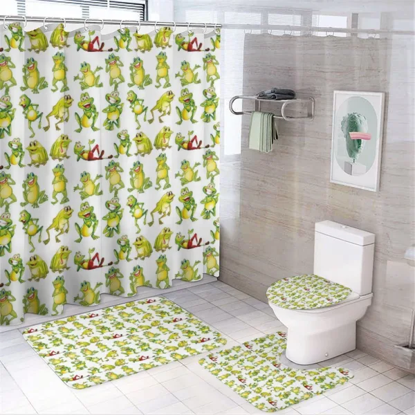 Frogs Different Poses on a shower curtain