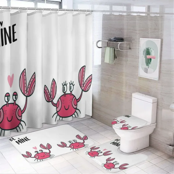 Funky Crab Couple and Heart on a shower curtain