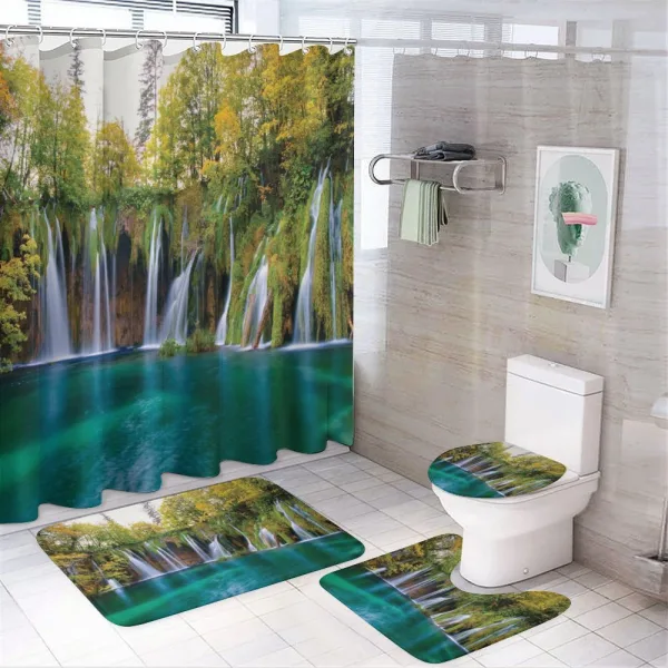 Many Small Waterfalls Photo on a shower curtain