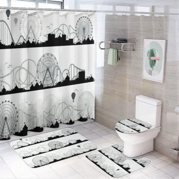 Modern Funfair View on a shower curtain