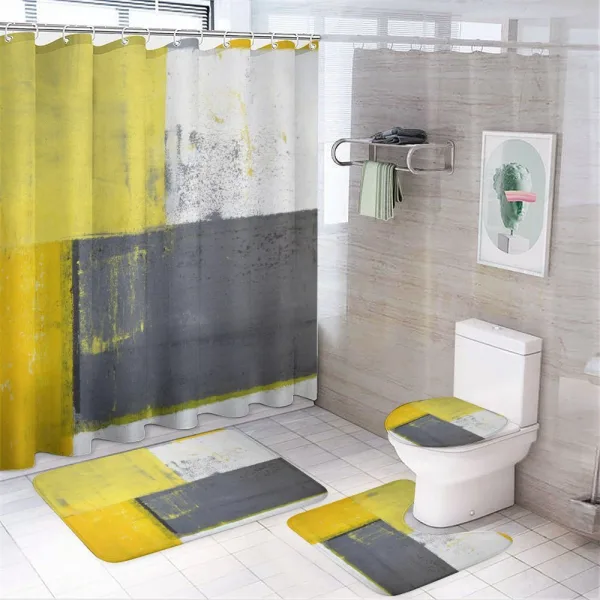 Pale Yellow Squares on a shower curtain
