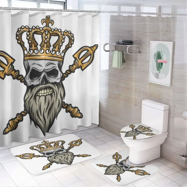 Skull Head with Grey Beard on a shower curtain