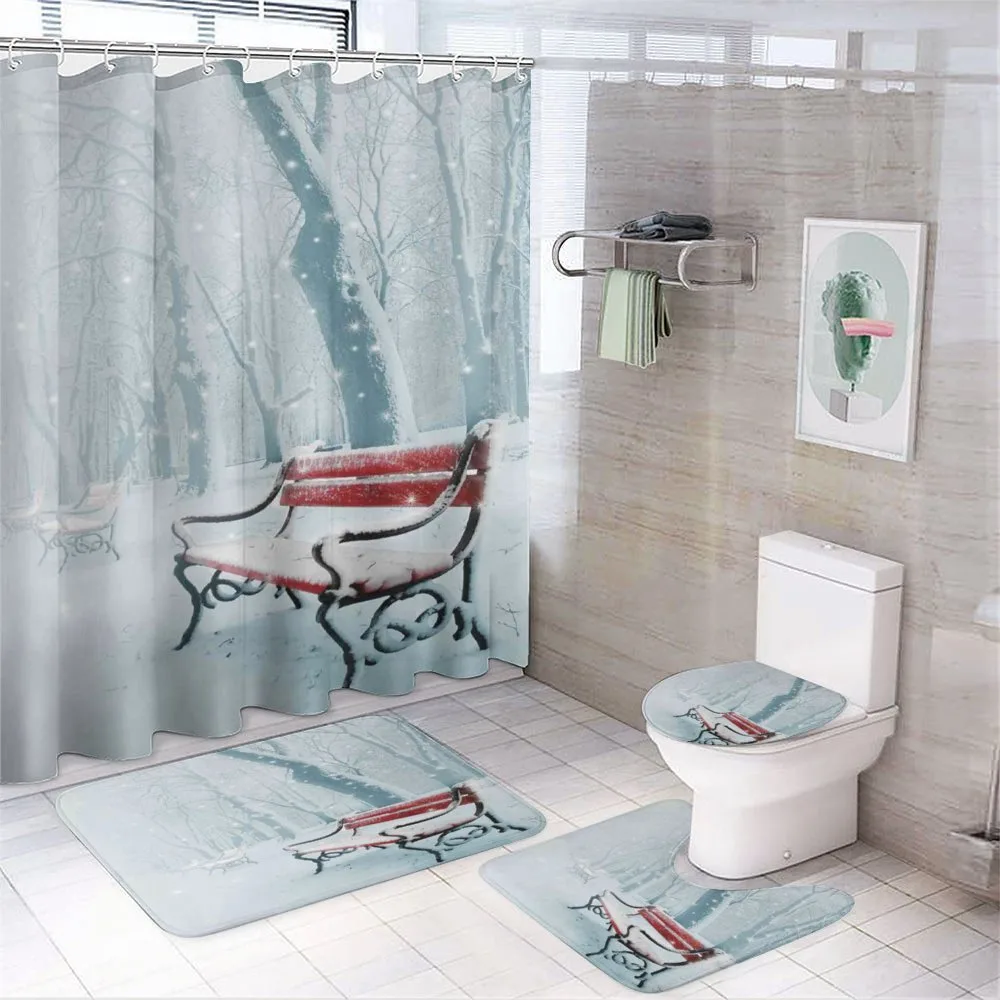 Snowy Bench Misty Path — Your design