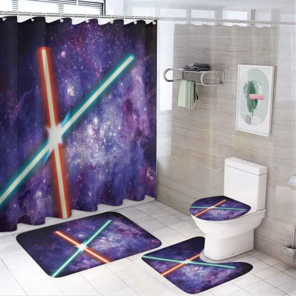 Space Clash on a shower curtain