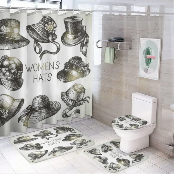 Vintage Woman Hats on a shower curtain