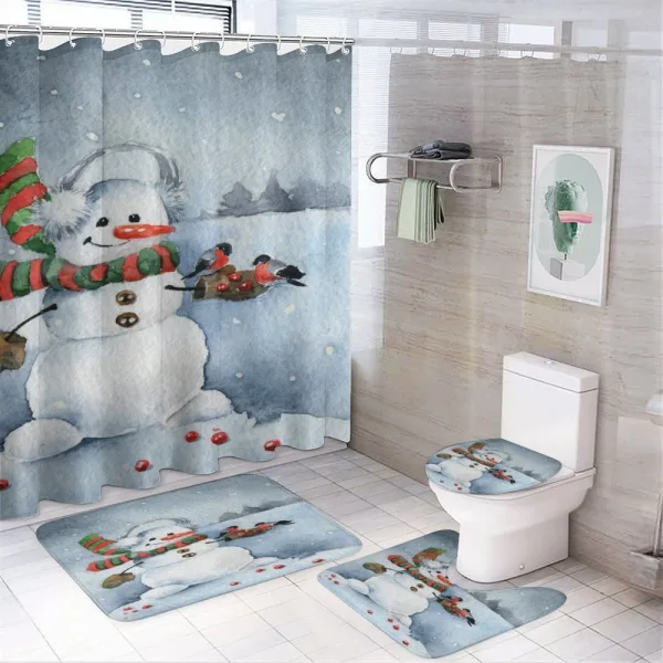 Watercolor Xmas Winter on a shower curtain