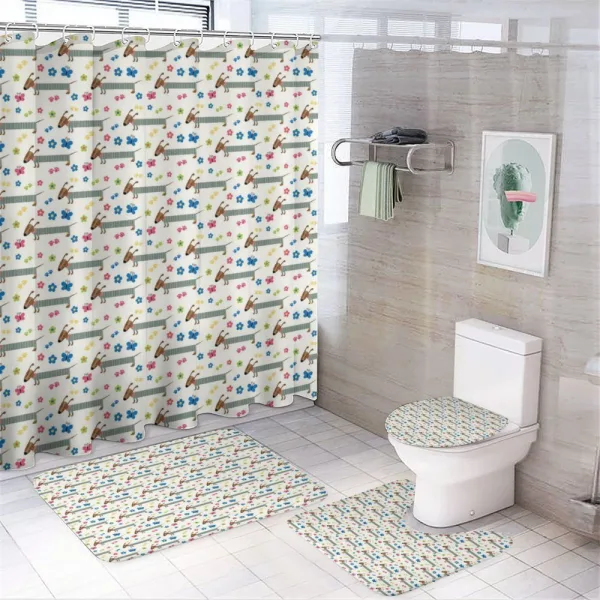 Wiener Dog Cartoon on a shower curtain