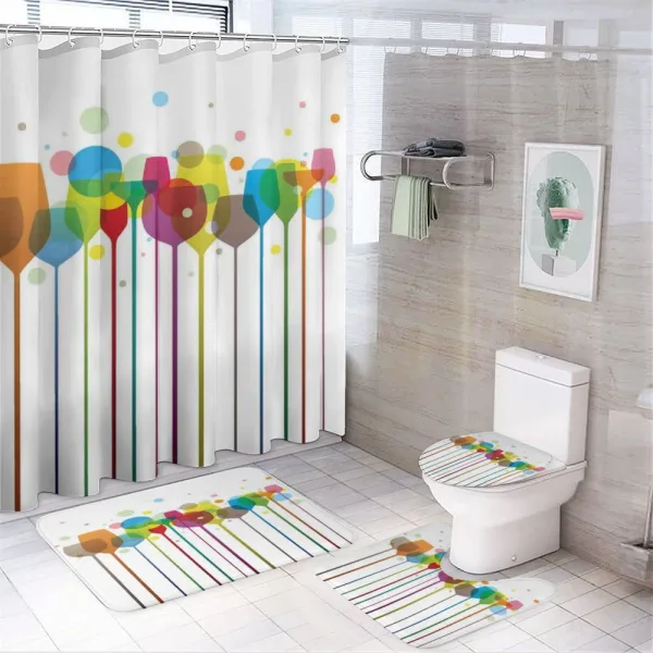 Wine Colorful Glasses on a shower curtain