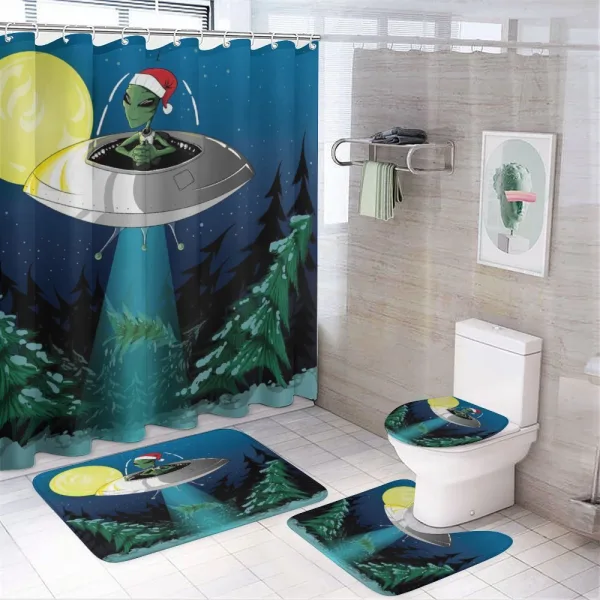 Alien Christmas Art on a shower curtain