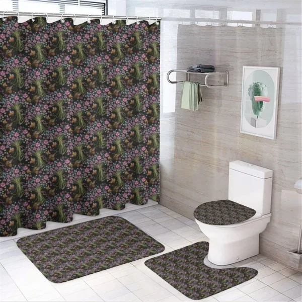 Bouquets and Butterflies on a shower curtain