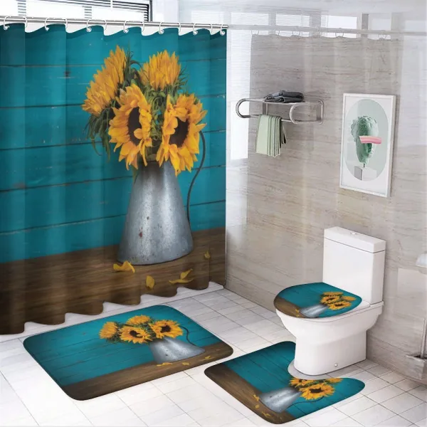 Flowers in Antique Vase on a shower curtain
