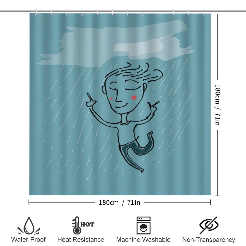 Hand Drawn Man Under the Rain — Detail 2