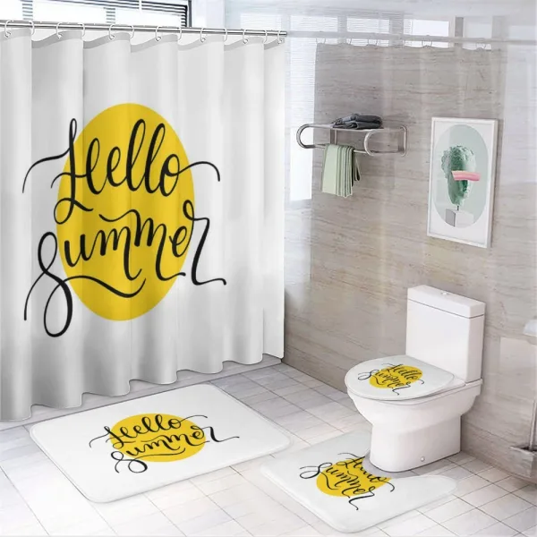 Letters on Yellow on a shower curtain