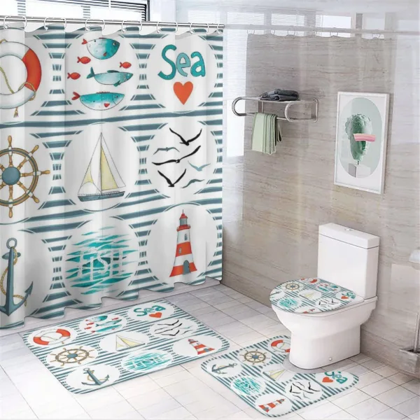 Marine Collage on a shower curtain