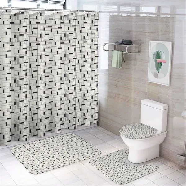 Modern Rectangular Grid on a shower curtain