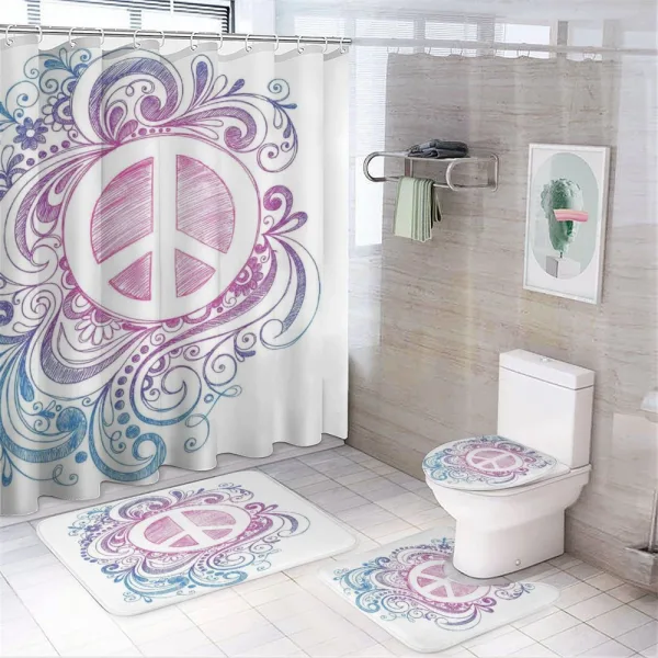 Peace Sign and Swirls on a shower curtain