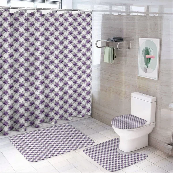 Romantic Violet Rose Blooms on a shower curtain
