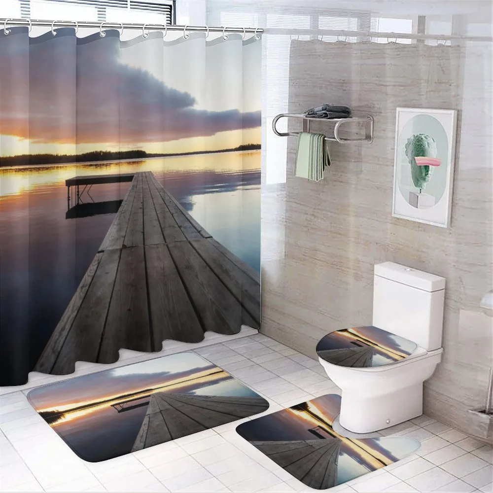 Rustic Pier Sunset Lake — Your design