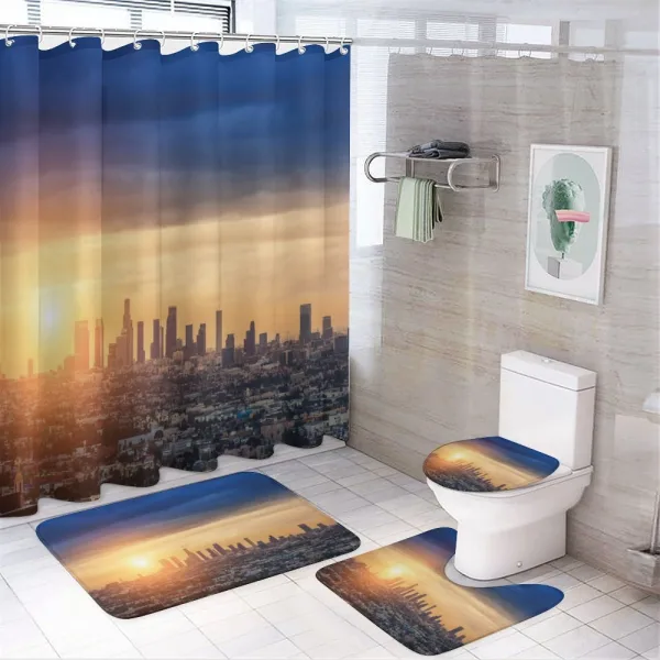 Sunrise at Los Angeles on a shower curtain
