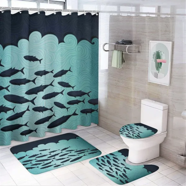 Surreal Ocean Life Theme on a shower curtain