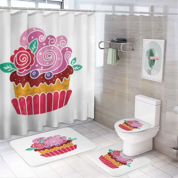 Tasty Blueberry Cake Cream on a shower curtain