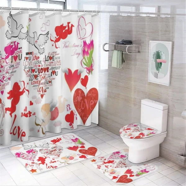 Valentines Day Cupid Birds on a shower curtain