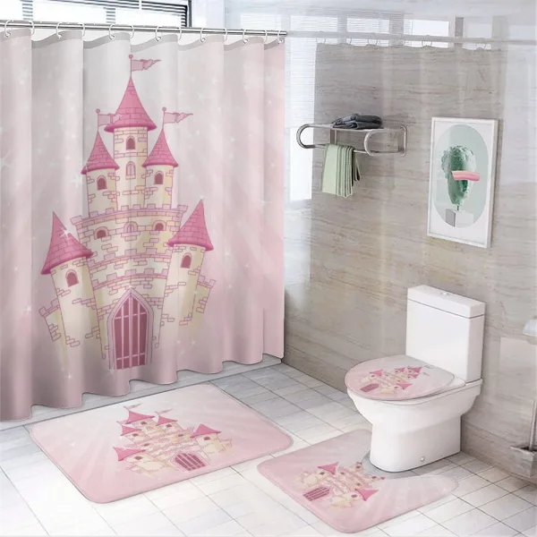Wonder Tale Fortress Art on a shower curtain