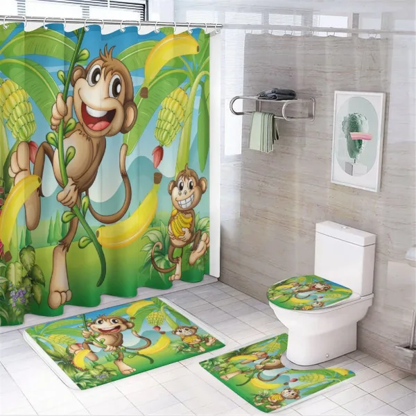 2 Monkeys and Bananas on a shower curtain