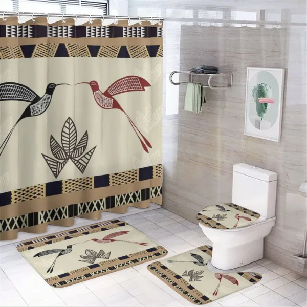 Bamboo Leaf Birds Art on a shower curtain