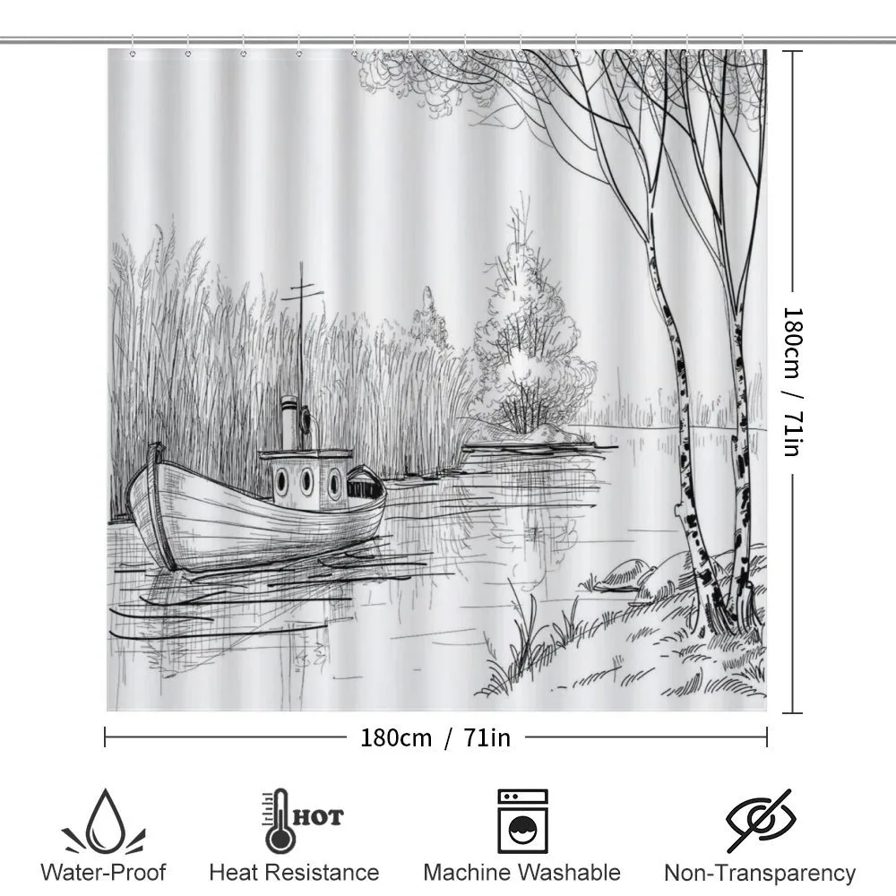 Black White Boat River — Detail 2