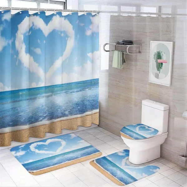 Clouds Heart Shape on a shower curtain