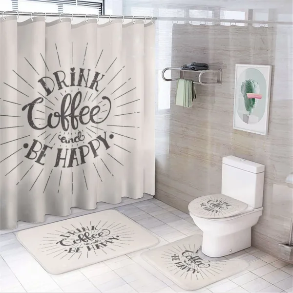 Coffee Words Grunge Effect on a shower curtain
