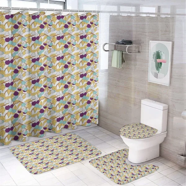 Colorful Fruits and Leaves on a shower curtain
