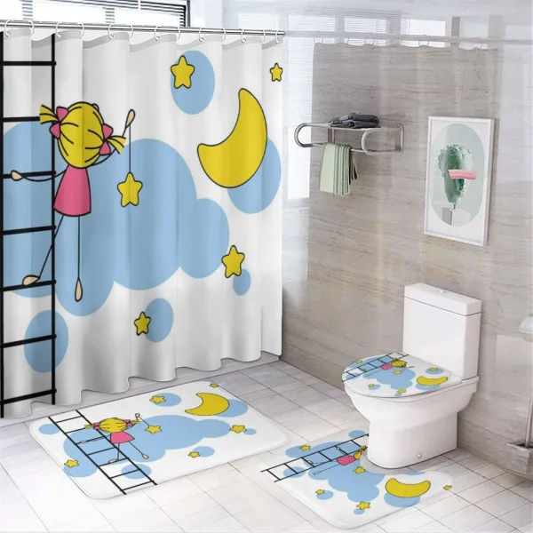 Girl Ladder with Star on a shower curtain