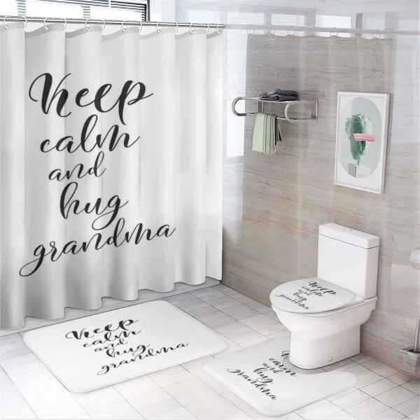 Popular Keep Calm Words on a shower curtain