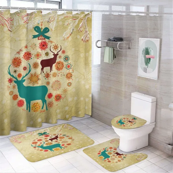 Reindeer in Winter on a shower curtain