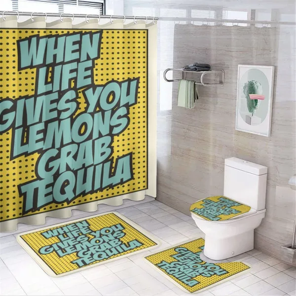 Retro Design Funny Words on a shower curtain