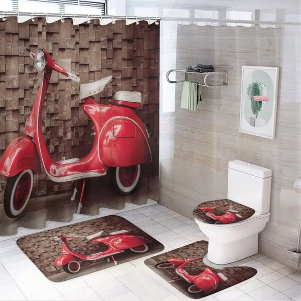 Retro Nostalgic Scooter on a shower curtain