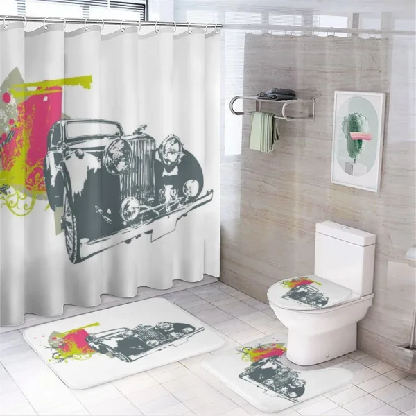Retro Pop Classic Car on a shower curtain