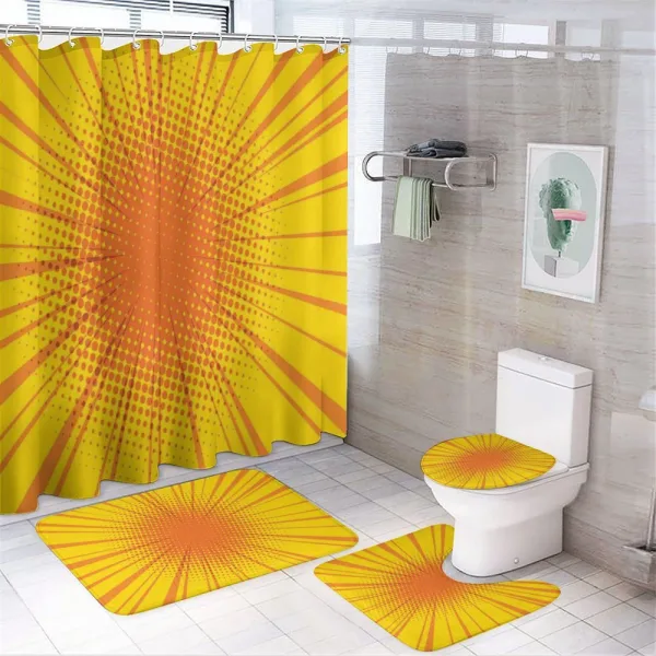 Retro Sun Burst on a shower curtain