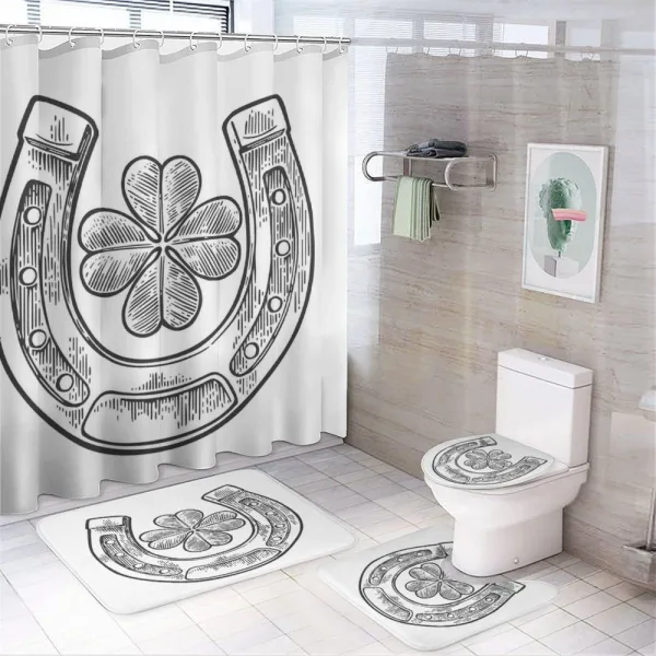 Shamrock and Horseshoe Image on a shower curtain